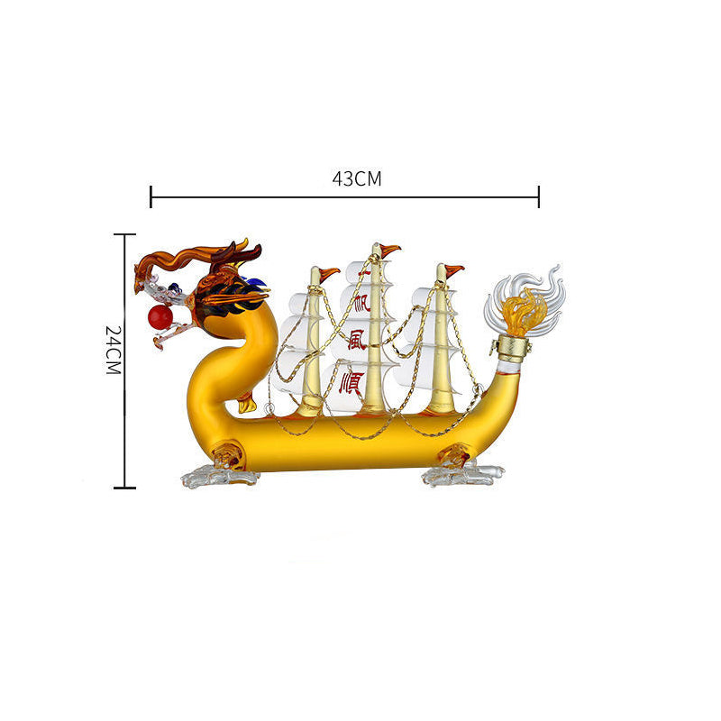 ALDO Home & Kitchen>Cups, Mugs, & Saucers New / Led Free Glass / 24 x 43 cm / 9.44 x 16.92 inches Chinese Dragon Boat Design Crystal Glass Led Free 1000 ml Decanter For Liquor Wine Whisky Vodka