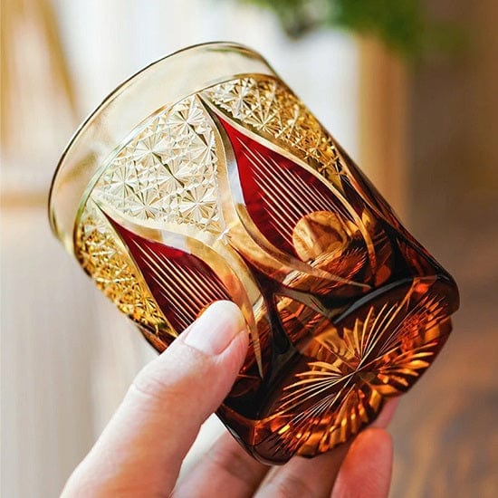ALDO Home & Kitchen>Cups, Mugs, & Saucers Private Collection Japanese Kiriko Style Bohemian Hand Cut and Blown Lead Free Crystal Whiskey Glasses