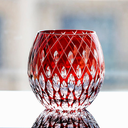 ALDO Home & Kitchen>Cups, Mugs & Saucers Red / Lead Free Crystal / 11.6oz/330ml Luxury Japanese Ado Kiriko Style Hand Cut and Blown Crystal Glass for Whisky Vodka Cocktail
