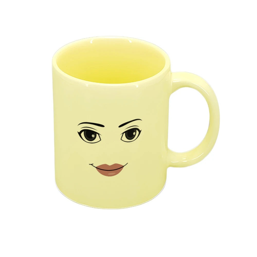 ALDO Home & Kitchen>Cups, Mugs, & Saucers Yellow Mug Woman Man and Woman Face Ceramic Coffee Tea Funny Mug Cup