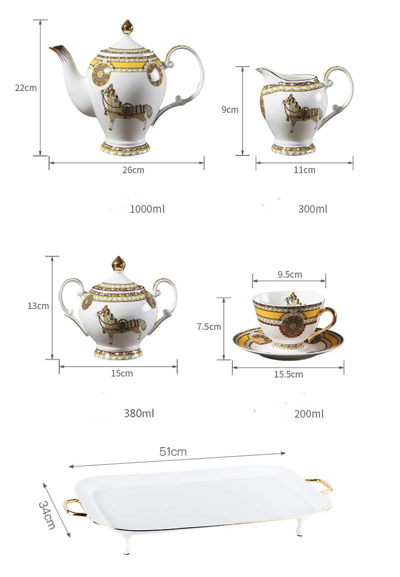 ALDO Home & Kitchen>Dinner Set Elegant Luxury English Royal Court Style Hand Made Fine Porcelain Bone China Gold Plated Coffee and Tea Set 12 Pices