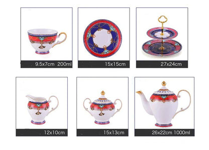 ALDO Home & Kitchen>Dinner Set Elegant Luxury French Royal Style Hand Made Fine Porcelain Bone China Gold Plated Coffee and Tea Set 10 Pices