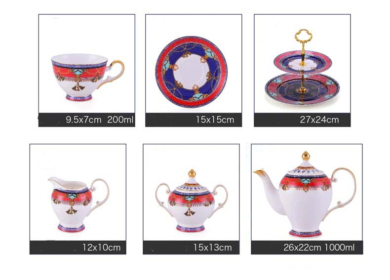 ALDO Home & Kitchen>Dinner Set Elegant Luxury French Royal Style Hand Made Fine Porcelain Bone China Gold Plated Coffee and Tea Set 11 Pices