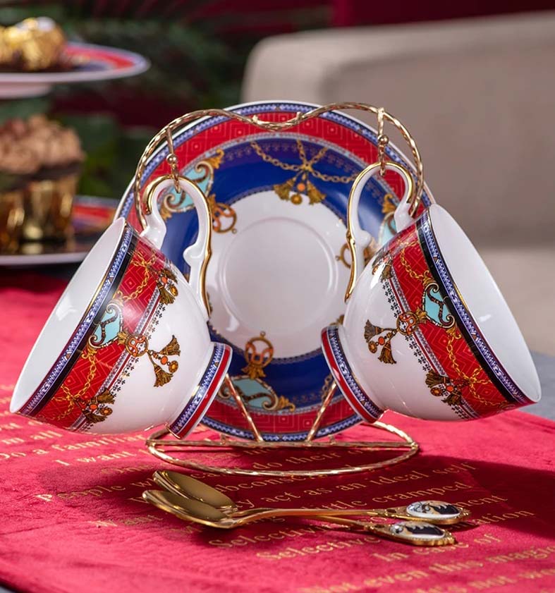 ALDO Home & Kitchen>Dinner Set Elegant Luxury French Royal Style Hand Made Fine Porcelain Bone China Gold Plated Coffee and Tea Set To Serve 2
