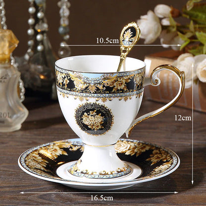 ALDO Home & Kitchen>Dinner Set Luxury English Royal Style Hand Made Fine Porcelain Bone China with Real Gold leaf Coffee and Tea Set To Serve 6