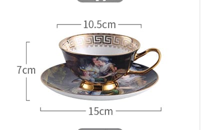 ALDO Home & Kitchen>Dinner Set New / Porcelain / Coffee and Tea Set Gold Black and White Unique English Royal Style Coffee and Tea Set with Vintage Art Hand Made Fine Porcelain 24 karat Gold Plated To Serve 6 Person