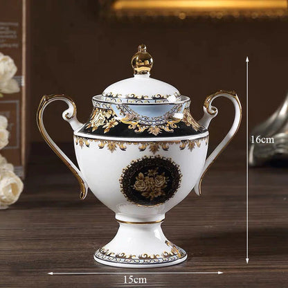ALDO Home & Kitchen>Dinner Set new / Porcelain / Shugar Jur Luxury English Royal Style Hand Made Fine Porcelain Bone China with Real  24 Karat Gold Plated Coffee and Tea Sets