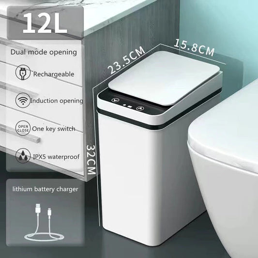 ALDO Household Supplies > Waste Containment > Trash Cans & Wastebaskets 12.5" x 9.25" x 7.4" inches / ABC Plastic / Intelligent Garbage Bin Trash Can Intelligent Smart Trash Can Dual Mode Opening Smart Sensor Rechargeable USB with free 10pcs Garbage Bag