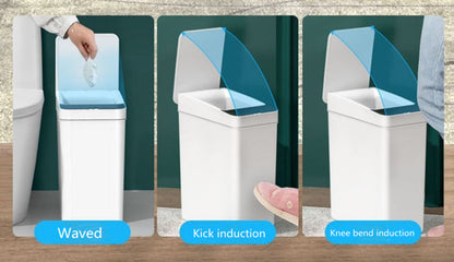 ALDO Household Supplies > Waste Containment > Trash Cans & Wastebaskets Intelligent Smart Trash Can Dual Mode Opening Smart Sensor Rechargeable USB Waterproof Garbage Bin Gray With Free Set Of Bags