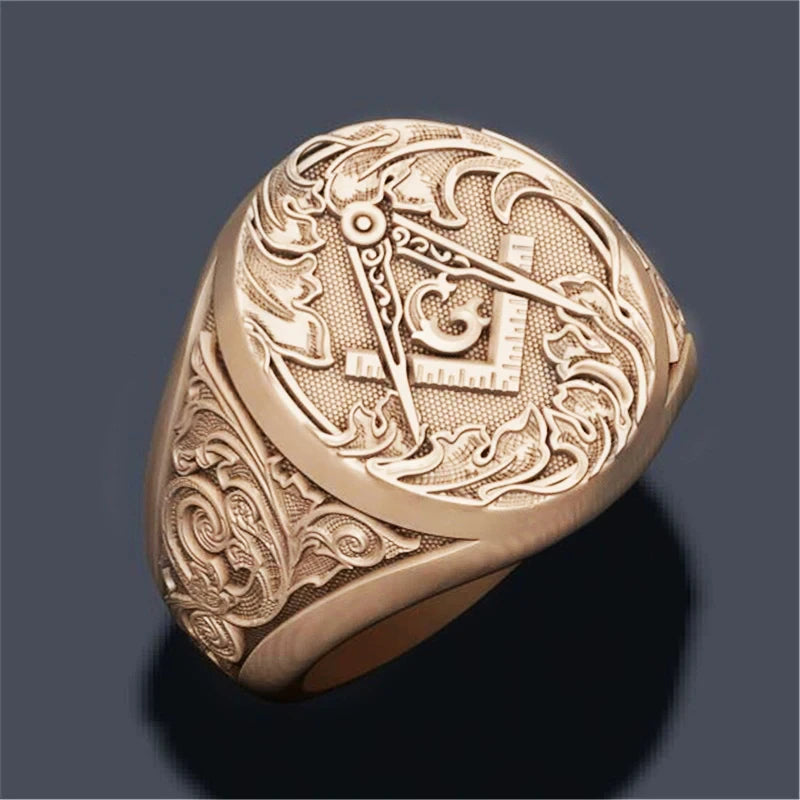 ALDO Jewelry 24 karat Gold Plated AG Freemasonry Ring Men's Fashion