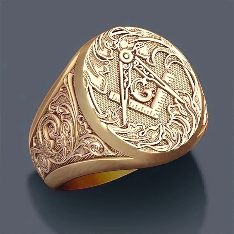 ALDO Jewelry 7 24 karat Gold Plated AG Freemasonry Ring Men's Fashion