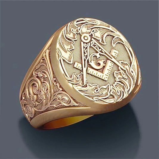 ALDO Jewelry 7 24 karat Gold Plated AG Freemasonry Ring Men's Fashion