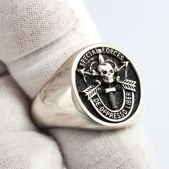 ALDO Jewelry 7 United States Army Special Forces De Oppresso Liber Genuvan Sterling Silver Ring