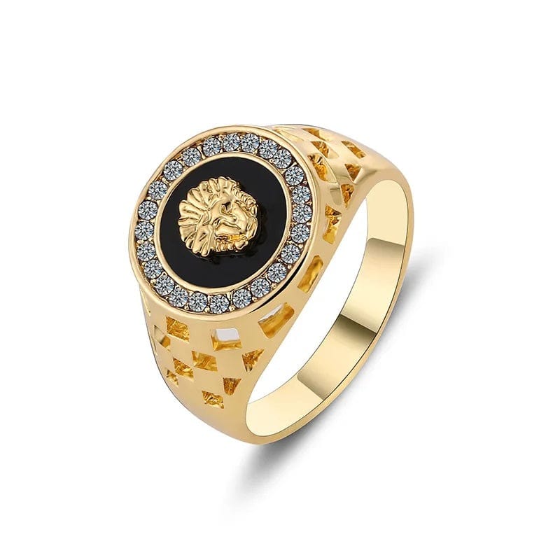 ALDO Jewelry 8 Versace Style Ring Gold Color with Cubic  Zirconia Amulet For Fortune Finacial Protection and Prosperity for Men and Woman