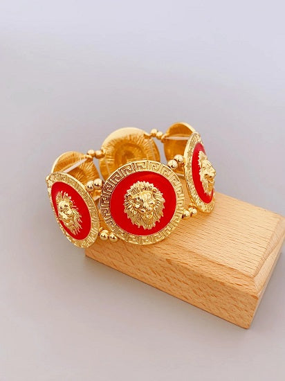 ALDO Jewelry C Unique Gold Plated Six Lion Heads Braided Bracelet