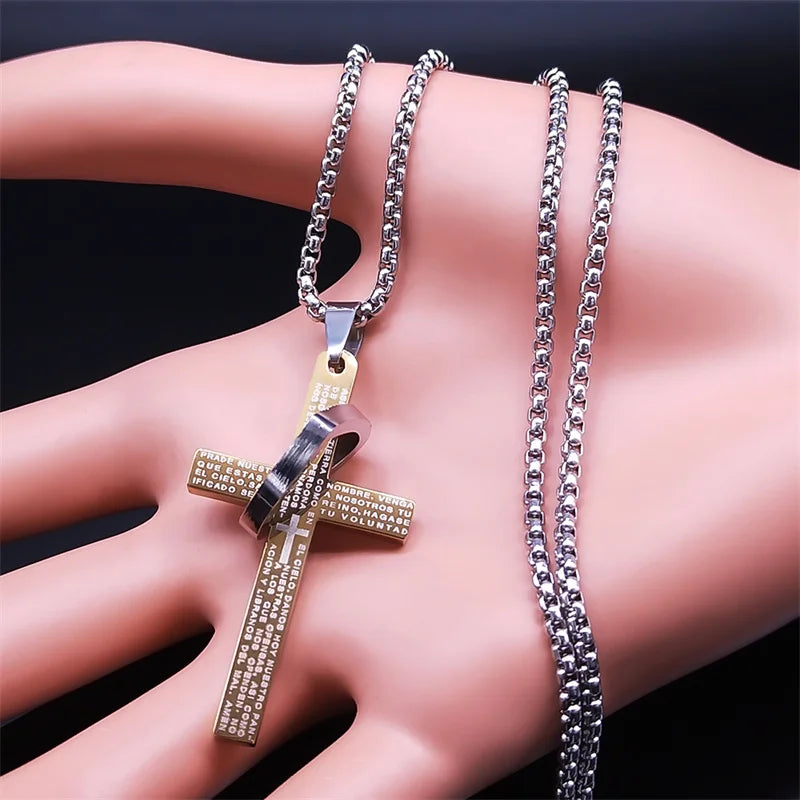ALDO Jewelry Christian Religion Spainsh Cross With Heart for Men and Women Stainless Steel