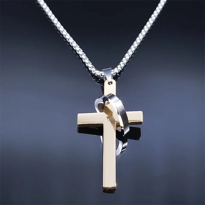 ALDO Jewelry Christian Religion Spainsh Cross With Heart for Men and Women Stainless Steel