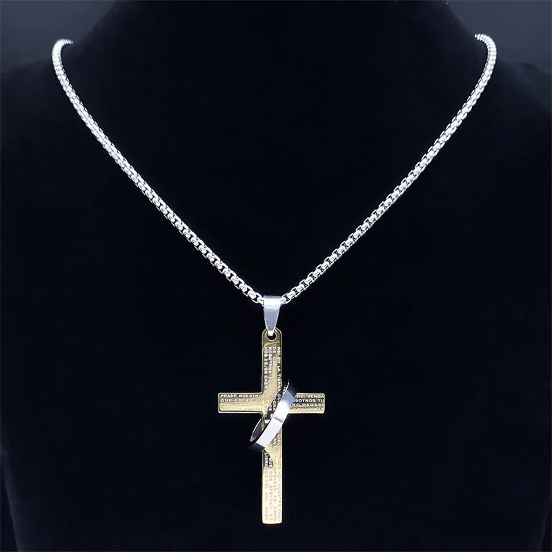 ALDO Jewelry Christian Religion Spainsh Cross With Heart for Men and Women Stainless Steel