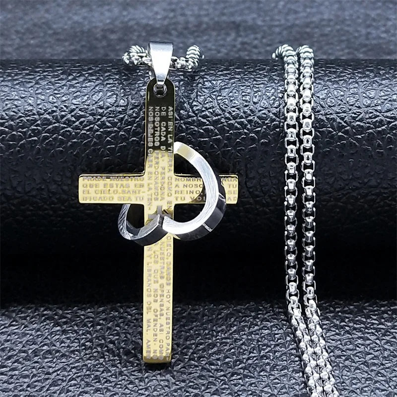 ALDO Jewelry Christian Religion Spainsh Cross With Heart for Men and Women Stainless Steel