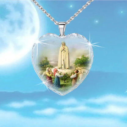 ALDO Jewelry Christian Virgin Mary Heart Shaped Crystal Pendant Necklace for Man and Woman New Hot Sale