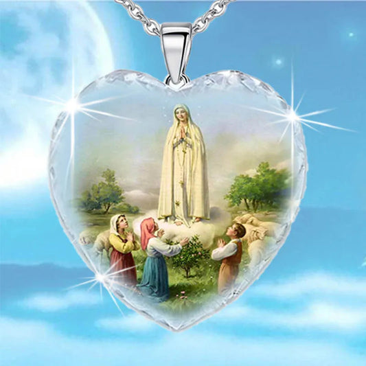 ALDO Jewelry Christian Virgin Mary Heart Shaped Crystal Pendant Necklace for Man and Woman New Hot Sale