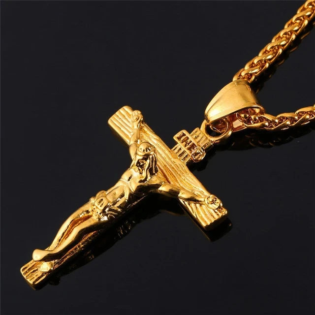 ALDO Jewelry Designer Christian Cross with Jesus Christ Prayers  Amulet Pendant Necklace