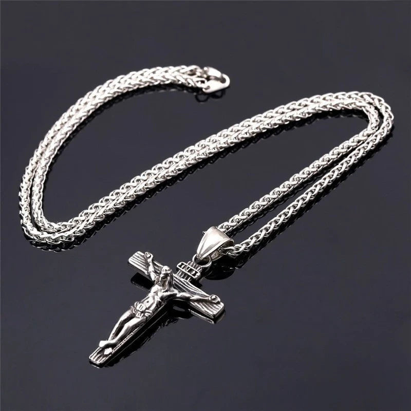 ALDO Jewelry Designer Christian Cross with Jesus Christ Prayers  Amulet Pendant Necklace