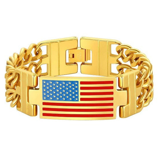 ALDO Jewelry Gold / 19 Cm American Flag Memorial Day 4th of July Independence Day Bracelet