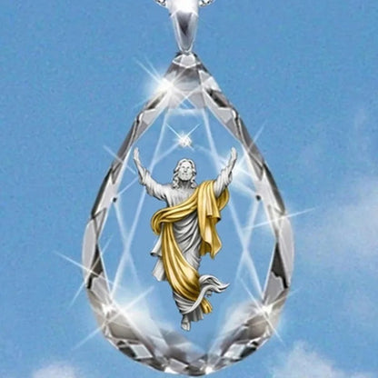 ALDO Jewelry Jesus Christian Cross and Jesus Heart Shaped Crystal Pendant Necklace for Man and Woman New Hot Sale