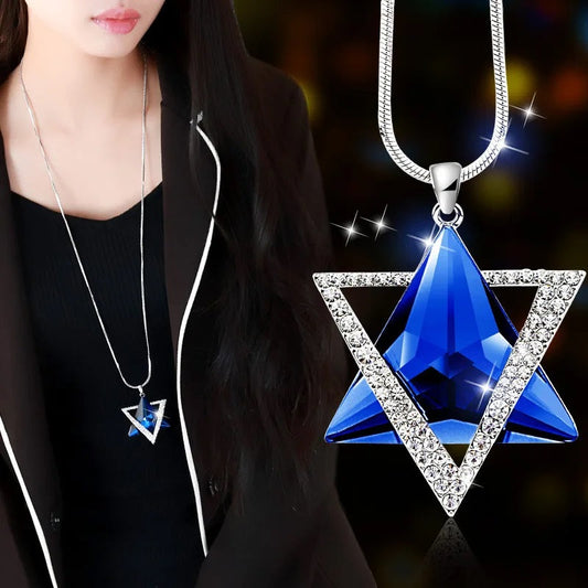 ALDO Jewelry Jewish Blue Star Of Davide Amulet Medal Pendant Necklace With Rain Stones for  Women No Chain