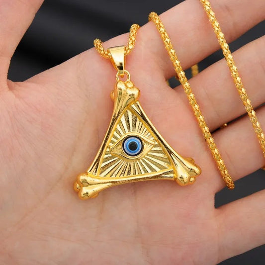 ALDO Jewelry Kabbalah Talisman Eye of God Pendant Necklace with Zircon Amulet for Grat Triple Protection Against Evil