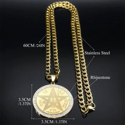 ALDO Jewelry King Solomon Talisman Seals with Rhine Stones  Amulet Pentagram Pendant For Great Health Protection in Your Life