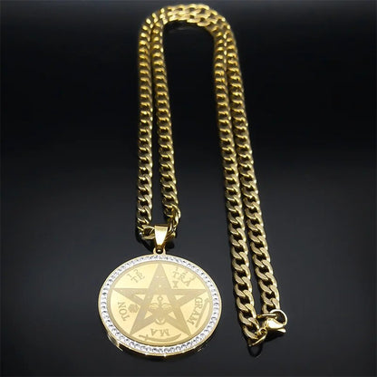 ALDO Jewelry King Solomon Talisman Seals with Rhine Stones  Amulet Pentagram Pendant For Great Health Protection in Your Life