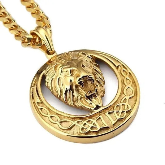 ALDO Jewelry Lion Head  Amulet Pendant Necklace for Protection and Success Man and Woman