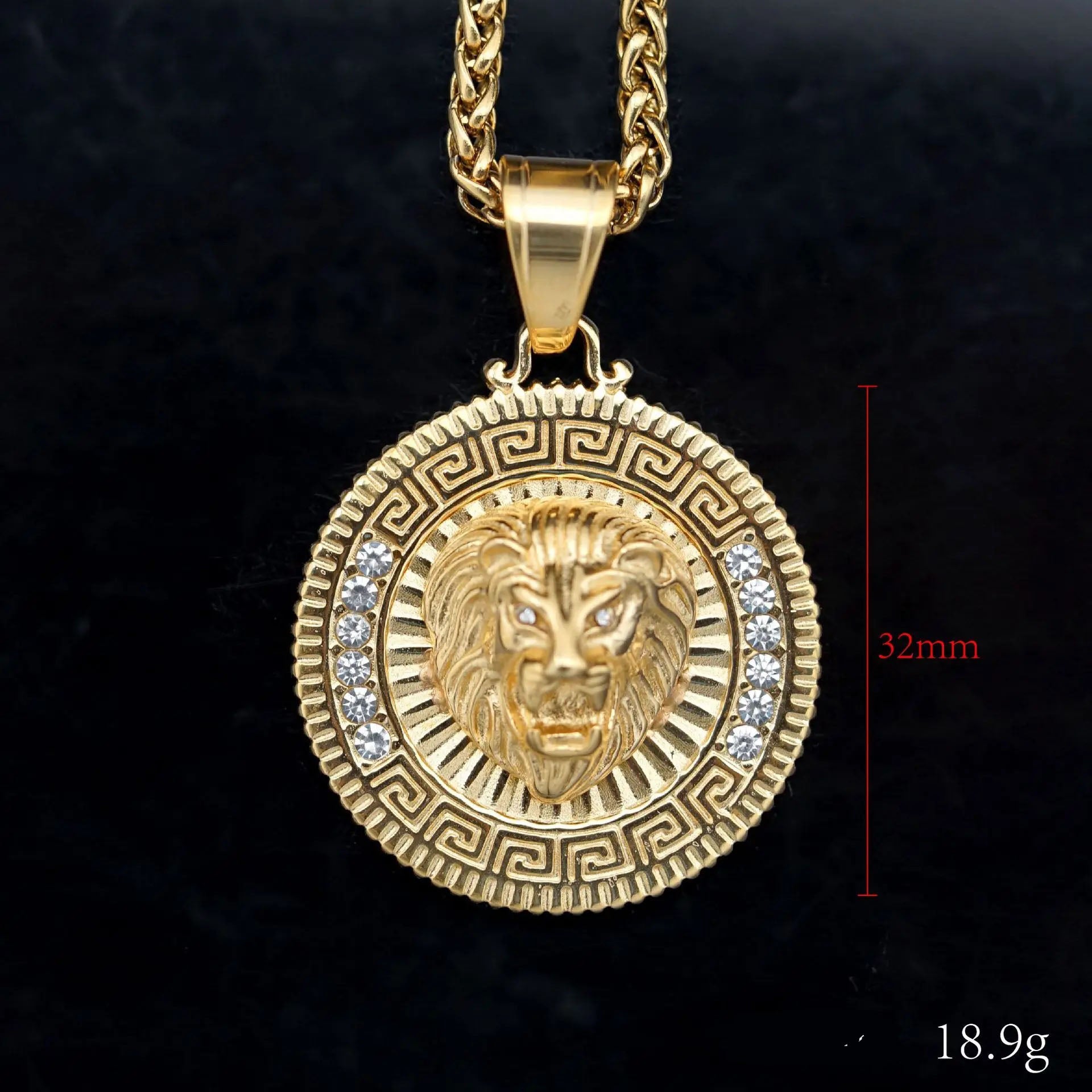 ALDO Jewelry Lion King Amulet Pendant Necklace Stainless Steel with Rhinestone for Man and Woman