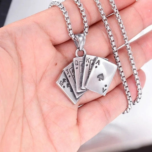 ALDO Jewelry Playing Cards Good Luck and Fortune For Players Pendant Necklace for Man and Woman