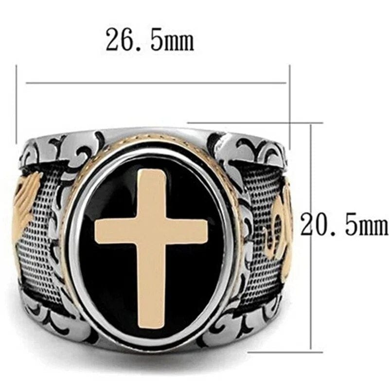 ALDO Jewelry Religious Amulet Crusader Christian Cross Praying Hands Men's Fashion Ring