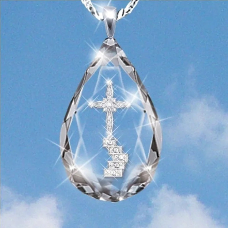 ALDO Jewelry Silver Gross Christian Cross and Jesus Heart Shaped Crystal Pendant Necklace for Man and Woman New Hot Sale