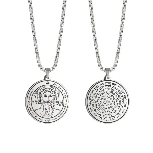 ALDO Jewelry Silver King Solomon Unique Double Sided Seal Amulet Pendant First Pentacle Of Sun Most Powerfule to Draw on All the Powers of The Planet, Including Physical Strength, Success, Health and Healing, Vitality, Winning, Creativity, Power, Leadership