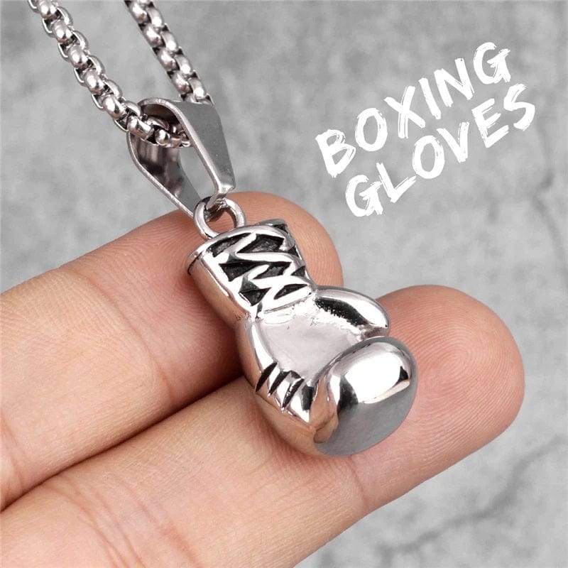 ALDO Jewelry Silver Sport Fitness Boxing Gluves Pendant Necklace for Good Fortune,Victory and Safety for Man and Woman