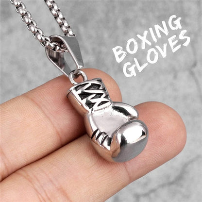 ALDO Jewelry Silver Sport Fitness Boxing Gluves Pendant Necklace for Good Fortune,Victory and Safety for Man and Woman