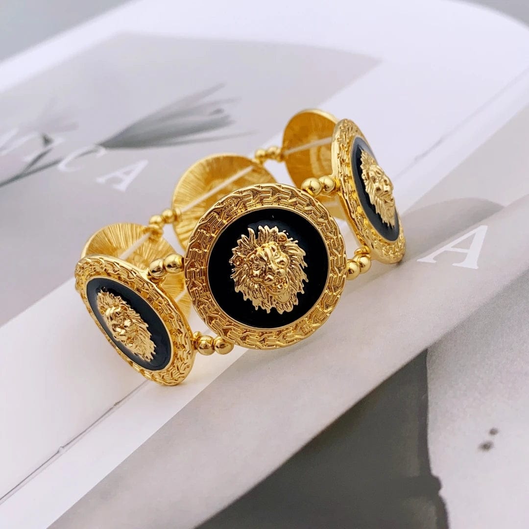 ALDO Jewelry Unique Gold Plated Six Lion Heads Braided Bracelet