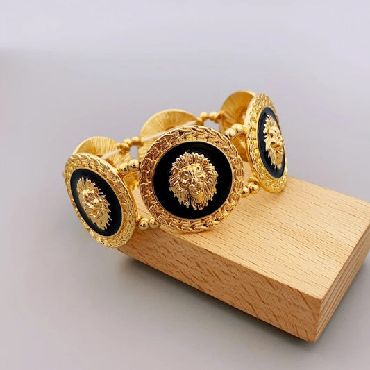 ALDO Jewelry Unique Gold Plated Six Lion Heads Braided Bracelet