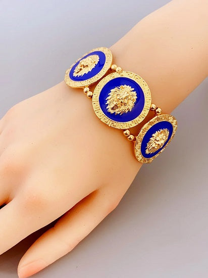 ALDO Jewelry Unique Gold Plated Six Lion Heads Braided Bracelet
