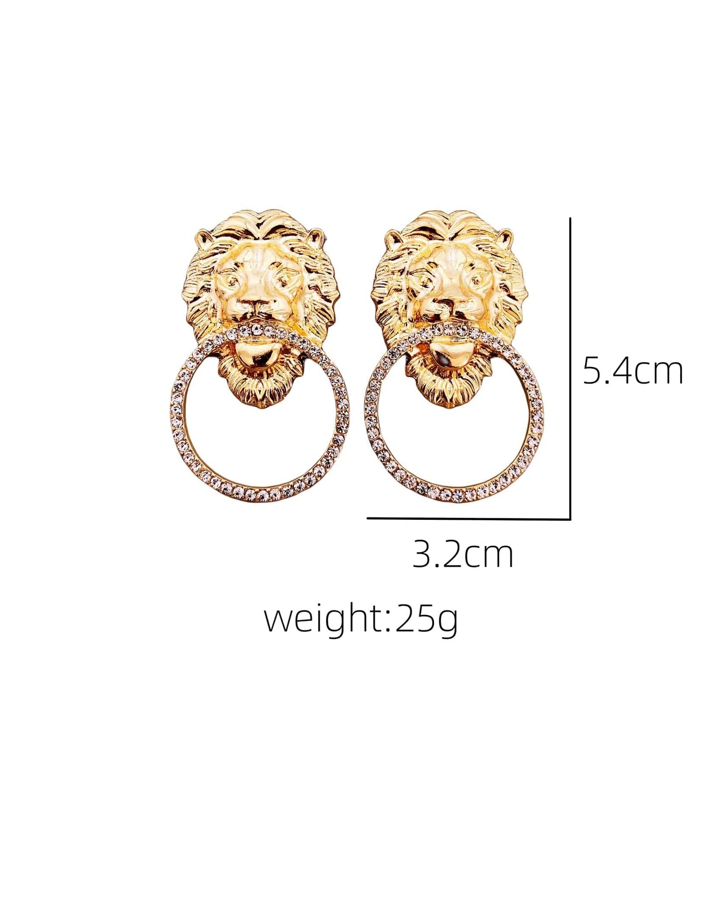 ALDO Jewelry Unique  Stylish Lion Head Round Hoop Stud Earrings with Rhinestones