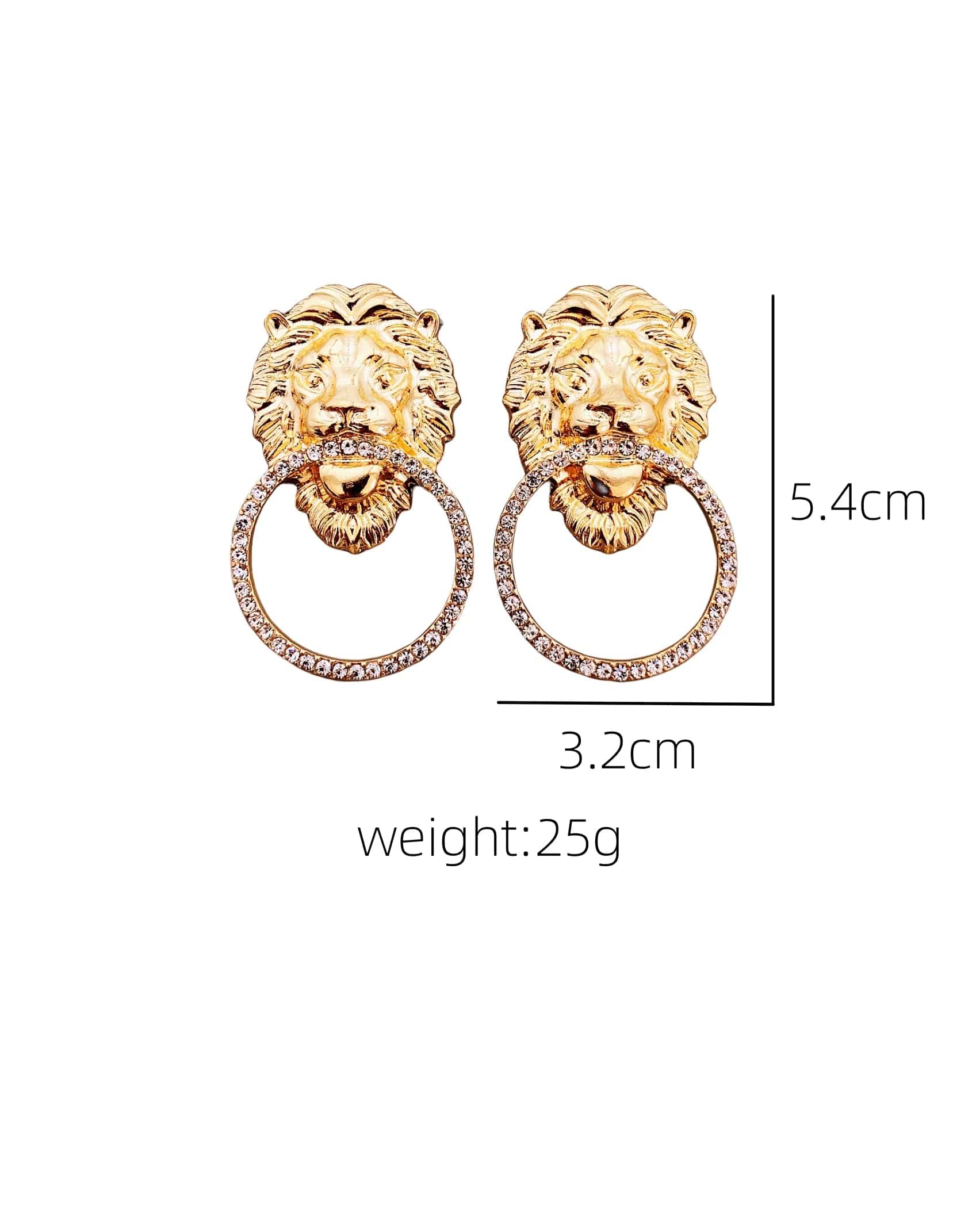 ALDO Jewelry Unique  Stylish Lion Head Round Hoop Stud Earrings with Rhinestones