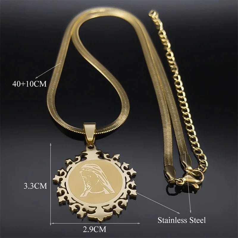 ALDO Jewelry Virgin Mary Prayer For Us Stainless Steel Amulet Medal Pendant Necklace for Men and Women