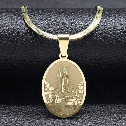 ALDO Jewelry Virgin Mary With Followers Stainless Steel Amulet Medal Pendant Necklace for Men and Women