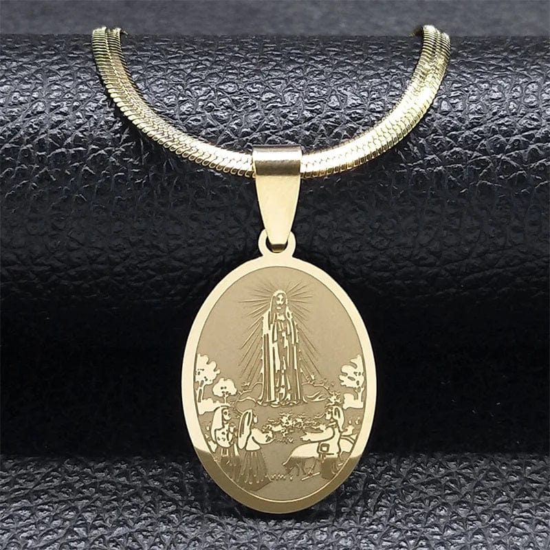 ALDO Jewelry Virgin Mary With Followers Stainless Steel Amulet Medal Pendant Necklace for Men and Women