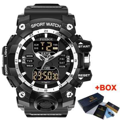 ALDO Jewelry > Watches Black FOXBOX Red Sports Military Quartz Watch Waterproof Digital Dual Display For Man